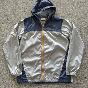 Columbia Windbreaker Jacket Boys L Glennaker Rain Coat Gray Blue Youth 14-16